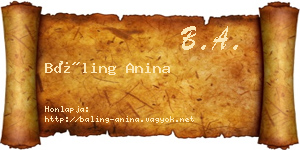Báling Anina névjegykártya